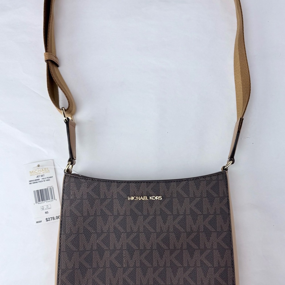 NWT Michael Kors Pale Peanut and Black Swing Pack